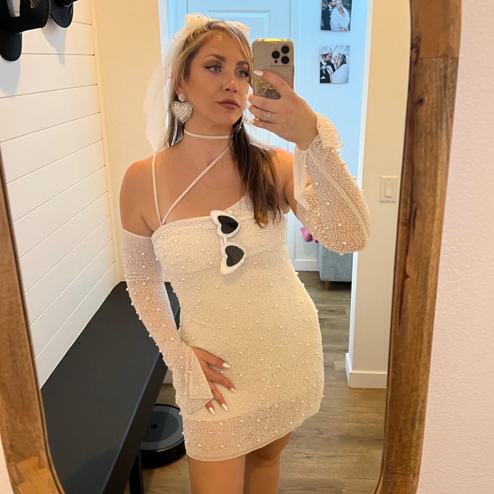 Soho Embellished Asymmetric Corset Mini Dress in Ivory